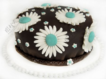 黑白色翻糖生日蛋糕图片