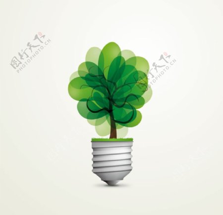 创意绿树灯泡