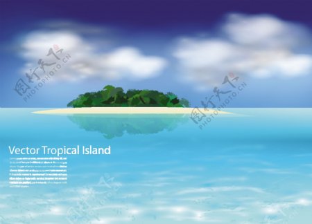 现实的热带岛屿的背景矢量