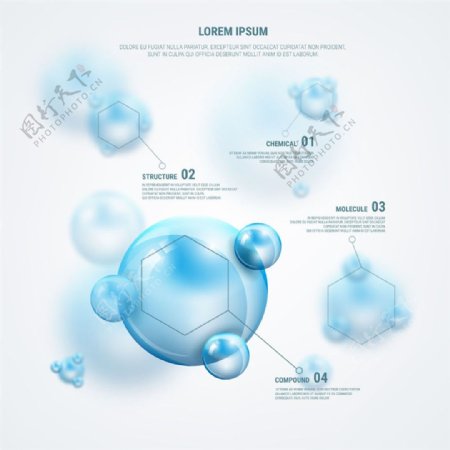 蓝色泡泡信息图表图片