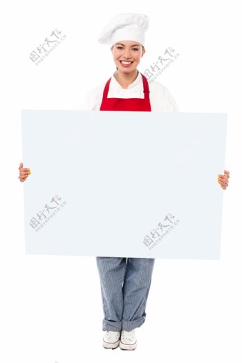 举白板的你厨师图片