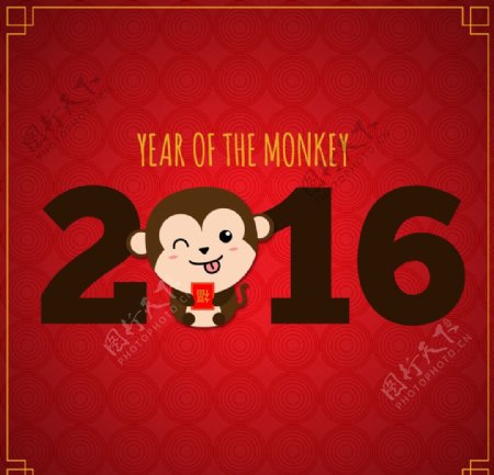 有趣的猴子新年背景
