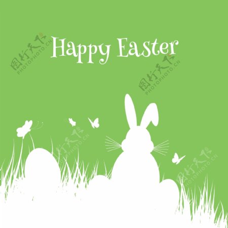 复活节背景与复活节兔子和蛋的剪影