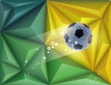 彩色几何图形与足球背景
