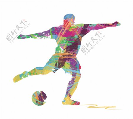 彩色几何形踢足球男子矢量图图片