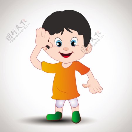 卡通男孩在印度国旗的衣服