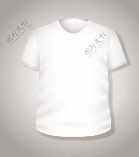 简单的白色T恤设计矢量插画模板