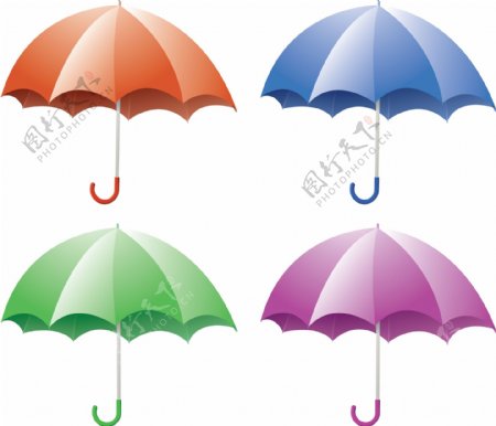 五颜六色的雨伞矢量元素
