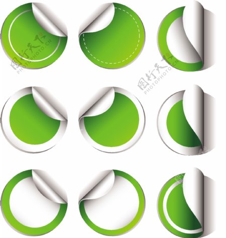 绿色圆形促销标签矢量素材