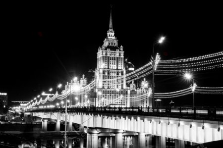 莫斯科黑白夜景图片