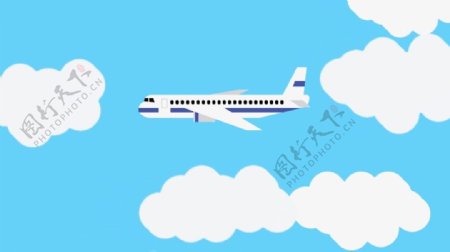 白色云朵飞机视频背景