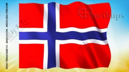 动态前景旗帜飘扬142挪威国旗