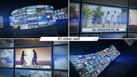 三维弧形电视墙视频包装AE模板