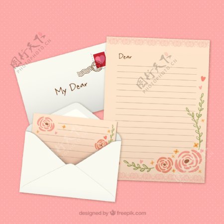 情人节信封和信纸图片
