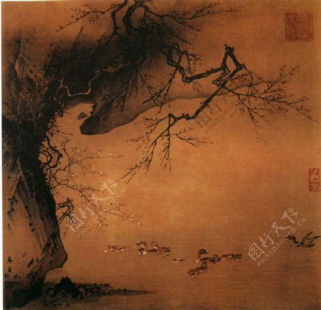 梅石溪凫图山水画中国古画0173