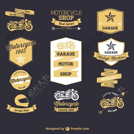 摩托车复古标签集