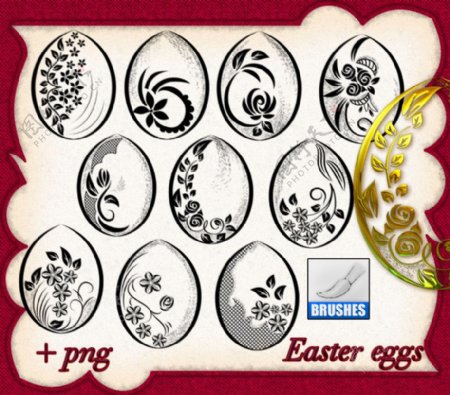 复活节彩蛋花纹图案photoshop笔刷素材