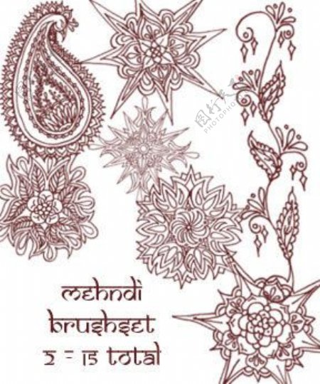伊斯兰教式手绘植物花纹Photoshop美图笔刷.4