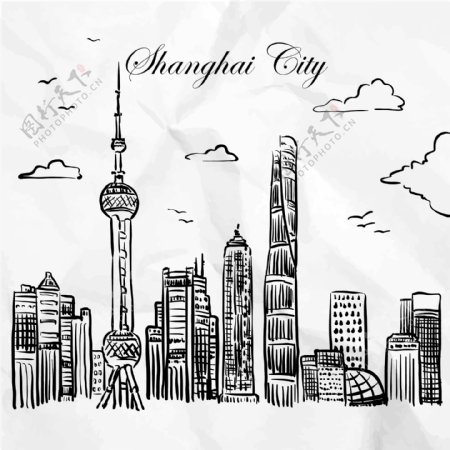 手绘制上海城市图片