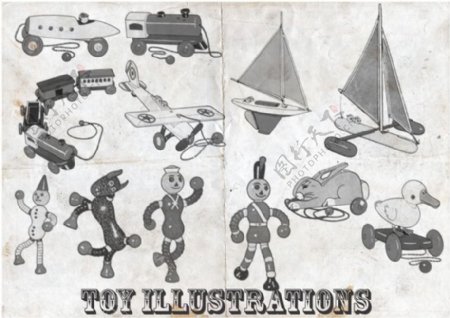 旧玩具插画笔刷