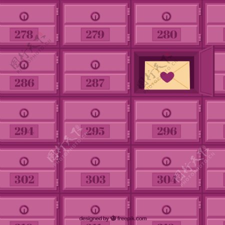 粉红色邮箱的背景与情书