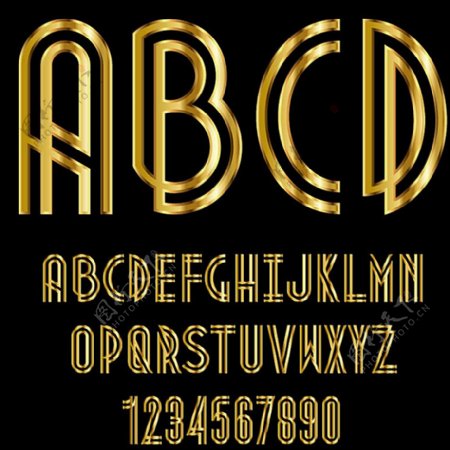 金色光泽字母设计矢量素材图片