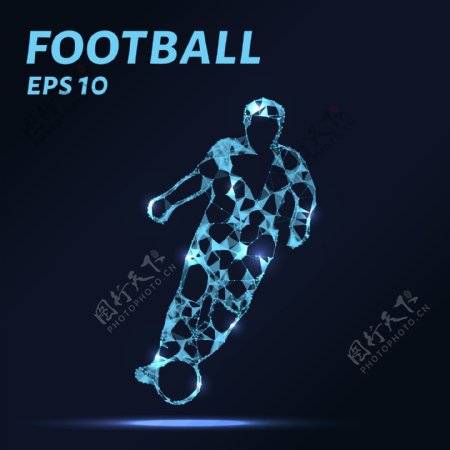 蓝色足球运动海报矢量素材下载