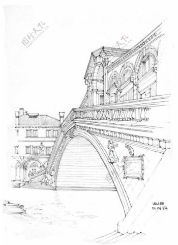 欧式拱桥建筑效果图