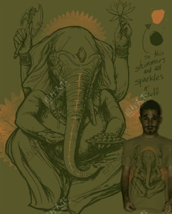 位图动物大象插画色彩免费素材