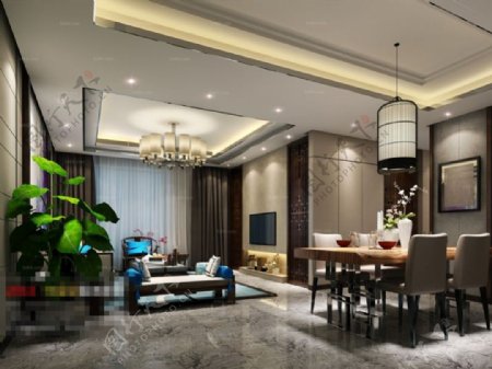 中式客厅3d模型