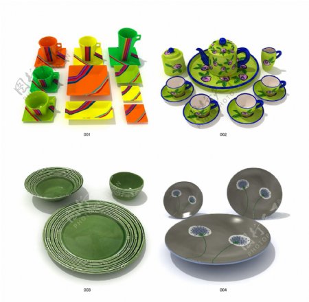 创意艺术餐具3d模型带材质贴图