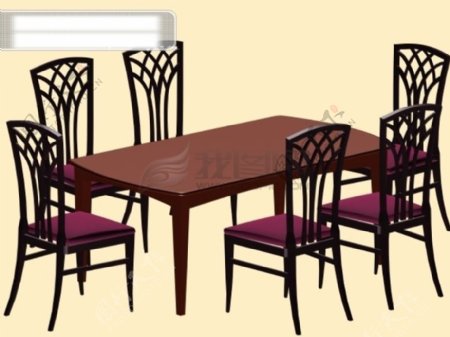 3d豪华餐桌椅