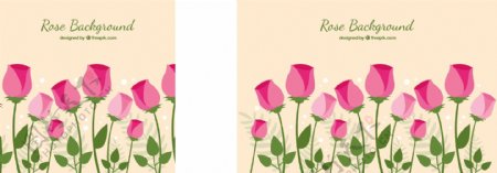 扁平风格粉红色的玫瑰花朵的背景
