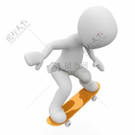 练习滑板的3D小人