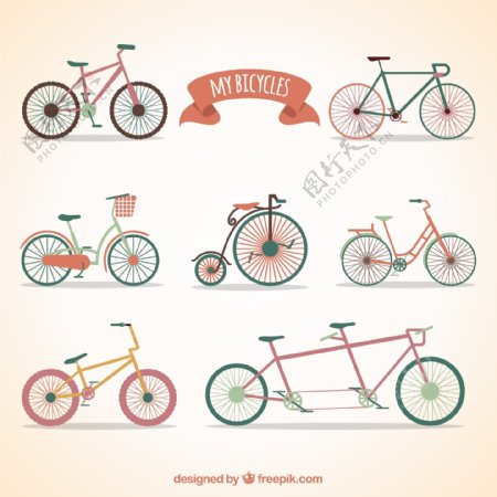 7款创意自行车设计矢量素材