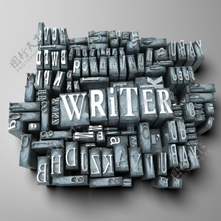 WRITER等字母立体背景图片