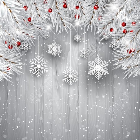 白色木材的圣诞背景