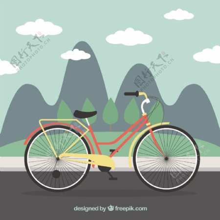 景观背景中的自行车
