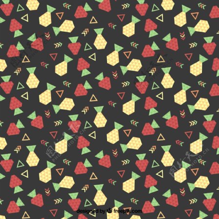 抽象菠萝和草莓无缝背景矢量图