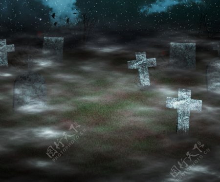 阴森的墓地的背景