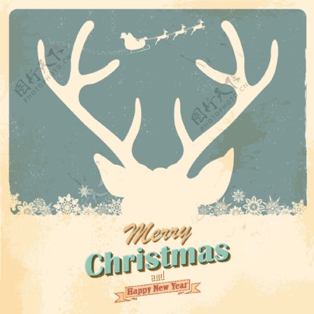 复古圣诞鹿背景图片EP