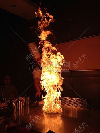 厨房燃烧的火焰