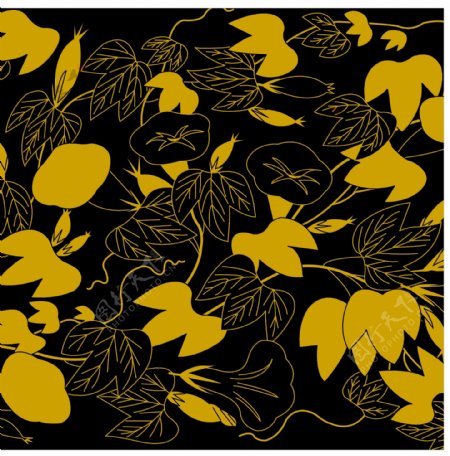 黄色填充树叶背景图