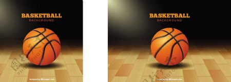 地板上的篮球背景