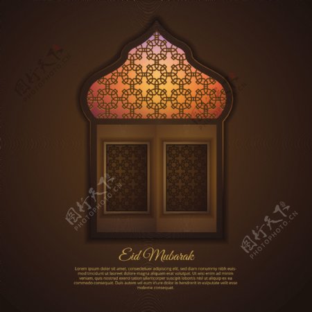 棕色阿拉伯窗户背景设计