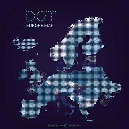 点状图案欧洲地图矢量素材
