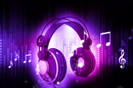 紫色梦幻耳机图片