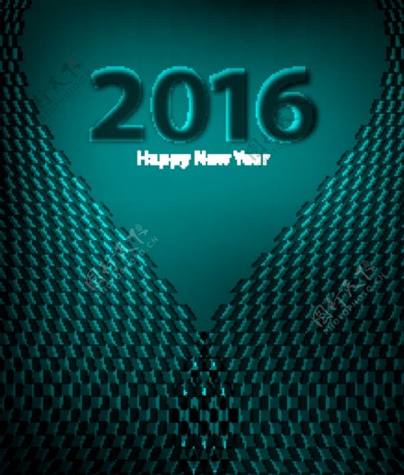 浅绿色背景下的2016新年快乐