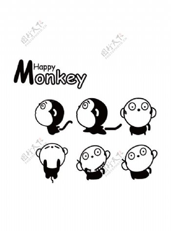 可爱猴表情monkey墙贴开关贴