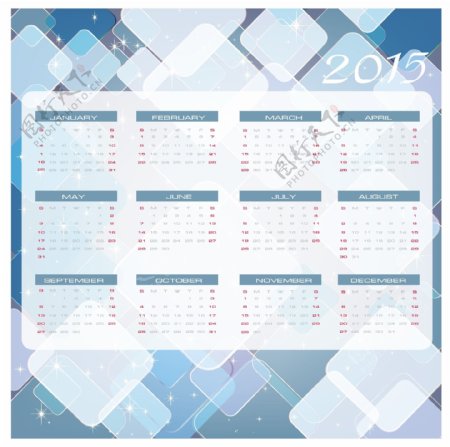 2015年日历卡设计矢量素材